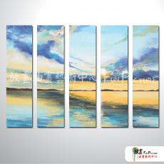 5拼風景大海A15 純手繪 油畫 直幅*5 水藍 冷色系 裝飾 畫飾 無框畫 民宿 餐廳 室內設計