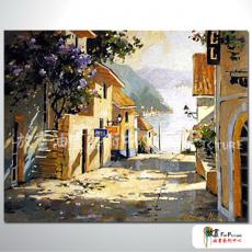 地中海風景A10 純手繪 油畫 橫幅 鵝黃 暖色系 裝飾 畫飾 無框畫 民宿 餐廳 裝潢 室內設計