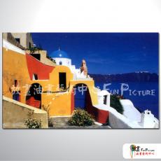 地中海風景A22 純手繪 橫幅 油畫 藍白 冷色系 裝飾 畫飾 無框畫 民宿 餐廳 裝潢 室內設計