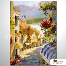 地中海風景A50 純手繪 油畫 直幅 鵝黃 暖色系 裝飾 畫飾 無框畫 民宿 餐廳 裝潢 室內設計