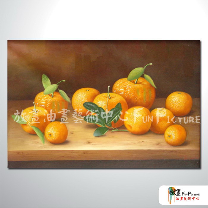 靜物橘子01 純手繪 油畫 橫幅 橘色 暖色系 無框畫 成果豐碩 圓圓滿滿 平安大吉 餐廳 掛畫