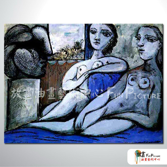 Picasso07 臨摹畢卡索名畫 油畫 直幅 藍灰 冷色系 飯店 民宿 餐廳 裝飾 無框畫 裝潢 室內設計