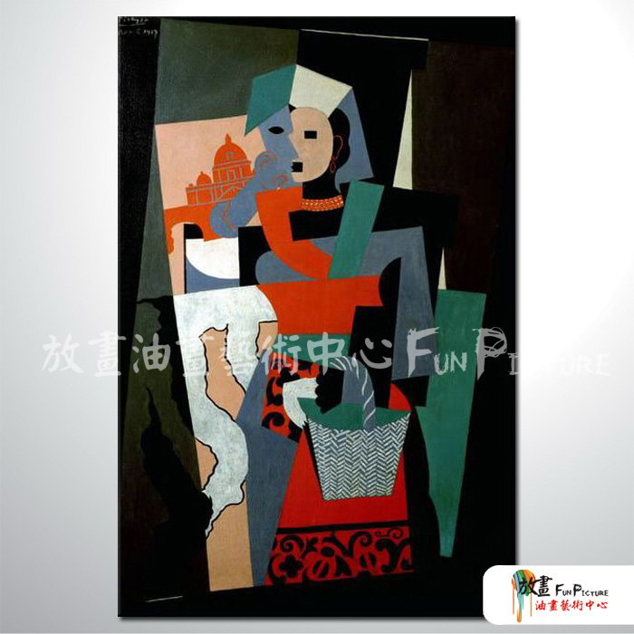 Picasso16 臨摹畢卡索名畫 油畫 直幅 黑底 中性色系 飯店 民宿 餐廳 裝飾 無框畫 室內設計