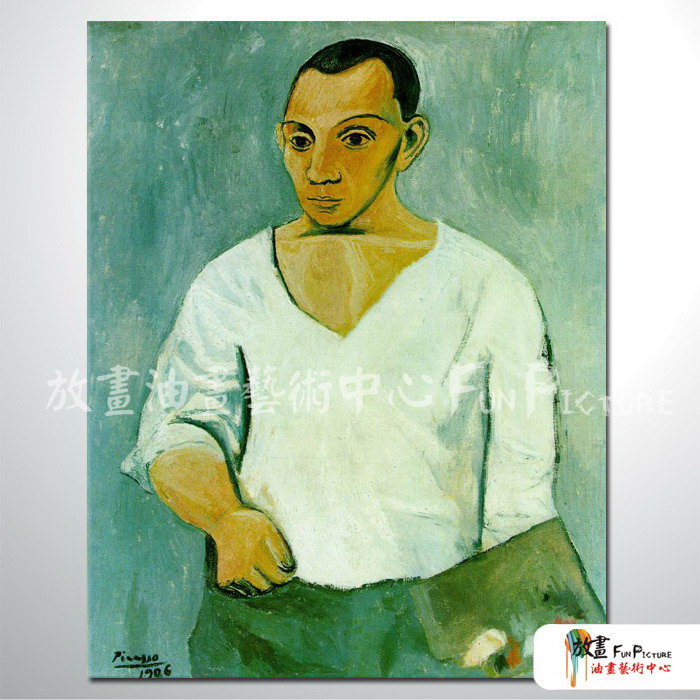 Picasso30 臨摹畢卡索名畫 油畫 直幅 灰底 中性色系 飯店 民宿 餐廳 裝飾 無框畫 室內設計