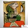 Picasso39 臨摹畢卡索名畫 油畫 直幅 黃綠 暖色系 飯店 民宿 餐廳 裝飾 無框畫 裝潢 室內設計