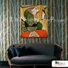 Picasso39 臨摹畢卡索名畫 油畫 直幅 黃綠 暖色系 飯店 民宿 餐廳 裝飾 無框畫 裝潢 室內設計