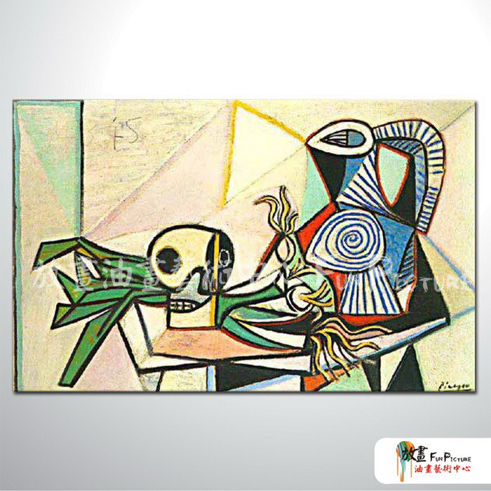 Picasso44 臨摹畢卡索名畫 油畫 橫幅 粉灰 中性色系 飯店 民宿 餐廳 裝飾 無框畫 室內設計