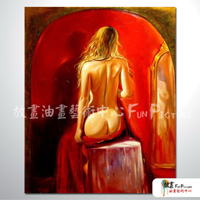 人體背影03 純手繪 油畫 直幅 紅色 暖色系 裸體 裸女 藝術 時尚 摩鐵 旅館 酒店 情趣 裝潢