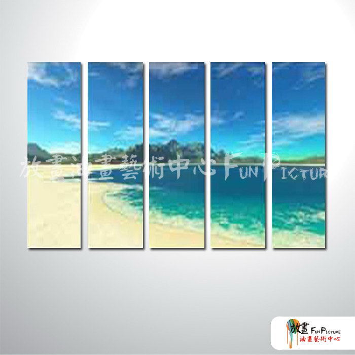 5拼風景大海A12 純手繪 油畫 直幅*5 水藍 冷色系 裝飾 畫飾 無框畫 民宿 餐廳 室內設計