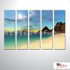 5拼風景大海A16 純手繪 油畫 直幅*5 水藍 冷色系 裝飾 畫飾 無框畫 民宿 餐廳 室內設計