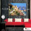 地中海風景A01 純手繪 油畫 橫幅 多彩 暖色系 裝飾 畫飾 無框畫 民宿 餐廳 裝潢 室內設計