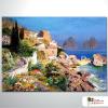 地中海風景A01 純手繪 油畫 橫幅 多彩 暖色系 裝飾 畫飾 無框畫 民宿 餐廳 裝潢 室內設計