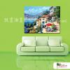 地中海風景A02 純手繪 油畫 橫幅 多彩 暖色系 裝飾 畫飾 無框畫 民宿 餐廳 裝潢 室內設計