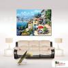 地中海風景A02 純手繪 油畫 橫幅 多彩 暖色系 裝飾 畫飾 無框畫 民宿 餐廳 裝潢 室內設計