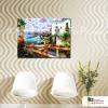 地中海風景A07 純手繪 油畫 橫幅 多彩 暖色系 裝飾 畫飾 無框畫 民宿 餐廳 裝潢 室內設計