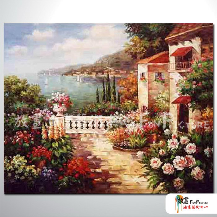 地中海風景A14 純手繪 橫幅 油畫 鵝黃 暖色系 裝飾 畫飾 無框畫 民宿 餐廳 裝潢 室內設計