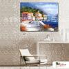 地中海風景A18 純手繪 橫幅 油畫 藍白 冷色系 裝飾 畫飾 無框畫 民宿 餐廳 裝潢 室內設計