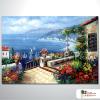 地中海風景A20 純手繪 橫幅 油畫 藍白 冷色系 裝飾 畫飾 無框畫 民宿 餐廳 裝潢 室內設計