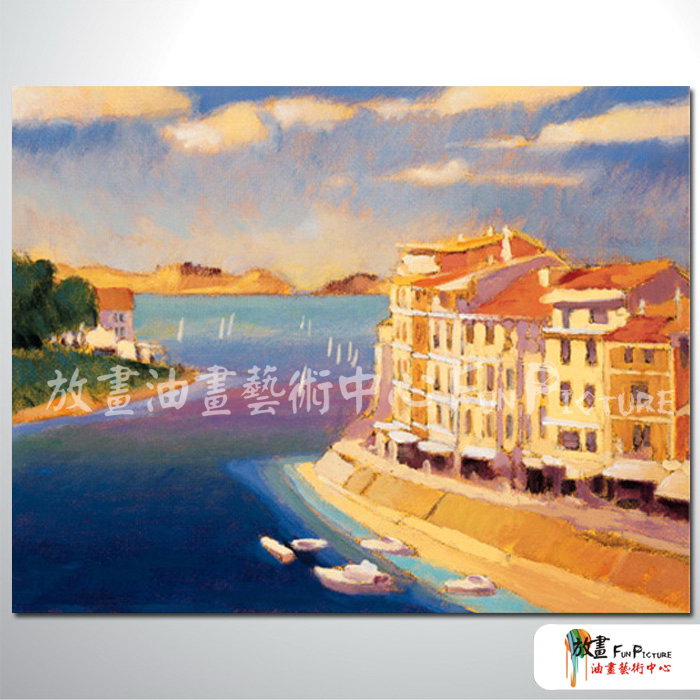 地中海風景A38 純手繪 橫幅 油畫 鵝黃 暖色系 裝飾 畫飾 無框畫 民宿 餐廳 裝潢 室內設計
