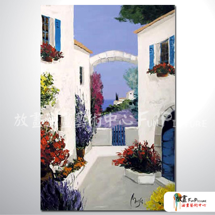 地中海風景A43 純手繪 直幅 油畫 白色 中性色系 裝飾 畫飾 無框畫 民宿 餐廳 裝潢 室內設計