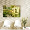 地中海風景A51 純手繪 油畫 橫幅 綠色 冷色系 裝飾 畫飾 無框畫 民宿 餐廳 裝潢 室內設計