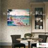 地中海風景A53 純手繪 油畫 橫幅 藍灰 冷色系 裝飾 畫飾 無框畫 民宿 餐廳 裝潢 室內設計