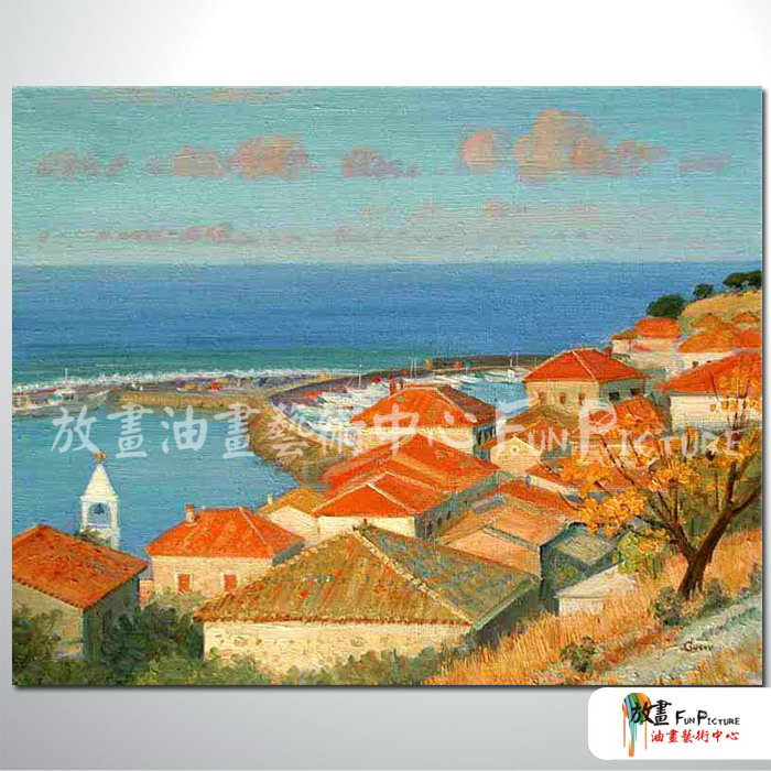 地中海風景A57 純手繪 油畫 橫幅 鵝黃 暖色系 裝飾 畫飾 無框畫 民宿 餐廳 裝潢 室內設計