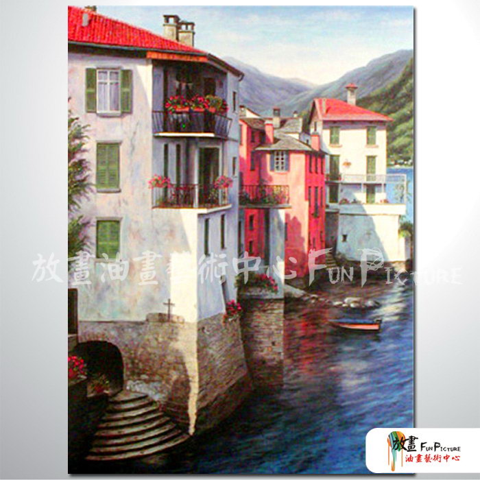 地中海風景A62 純手繪 油畫 直幅 多彩 暖色系 裝飾 畫飾 無框畫 民宿 餐廳 裝潢 室內設計