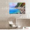 地中海風景A63 純手繪 油畫 橫幅 藍綠 冷色系 裝飾 畫飾 無框畫 民宿 餐廳 裝潢 室內設計