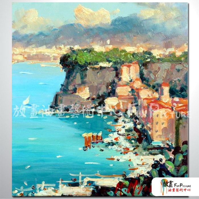 地中海風景A64 純手繪 油畫 直幅 藍綠 冷色系 裝飾 畫飾 無框畫 民宿 餐廳 裝潢 室內設計