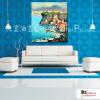 地中海風景A64 純手繪 油畫 直幅 藍綠 冷色系 裝飾 畫飾 無框畫 民宿 餐廳 裝潢 室內設計