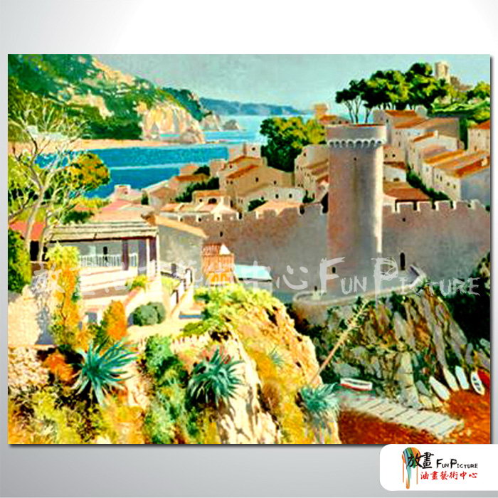 地中海風景A71 純手繪 油畫 橫幅 多彩 暖色系 裝飾 畫飾 無框畫 民宿 餐廳 裝潢 室內設計