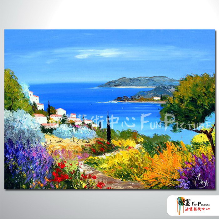 地中海風景A72 純手繪 油畫 橫幅 多彩 暖色系 裝飾 畫飾 無框畫 民宿 餐廳 裝潢 實拍影片