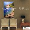 地中海風景A77 純手繪 油畫 直幅 藍綠 冷色系 裝飾 畫飾 無框畫 民宿 餐廳 裝潢 室內設計