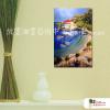 地中海風景A77 純手繪 油畫 直幅 藍綠 冷色系 裝飾 畫飾 無框畫 民宿 餐廳 裝潢 室內設計