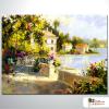 地中海風景A79 純手繪 油畫 橫幅 鵝黃 暖色系 裝飾 畫飾 無框畫 民宿 餐廳 裝潢 室內設計