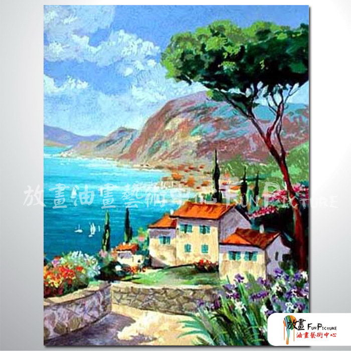 地中海風景A81 純手繪 油畫 直幅 藍色 冷色系 裝飾 畫飾 無框畫 民宿 餐廳 裝潢 室內設計
