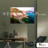 地中海風景A84 純手繪 油畫 橫幅 鵝黃 暖色系 裝飾 畫飾 無框畫 民宿 餐廳 裝潢 室內設計
