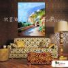 地中海風景A85 純手繪 油畫 直幅 多彩 暖色系 裝飾 畫飾 無框畫 民宿 餐廳 裝潢 室內設計