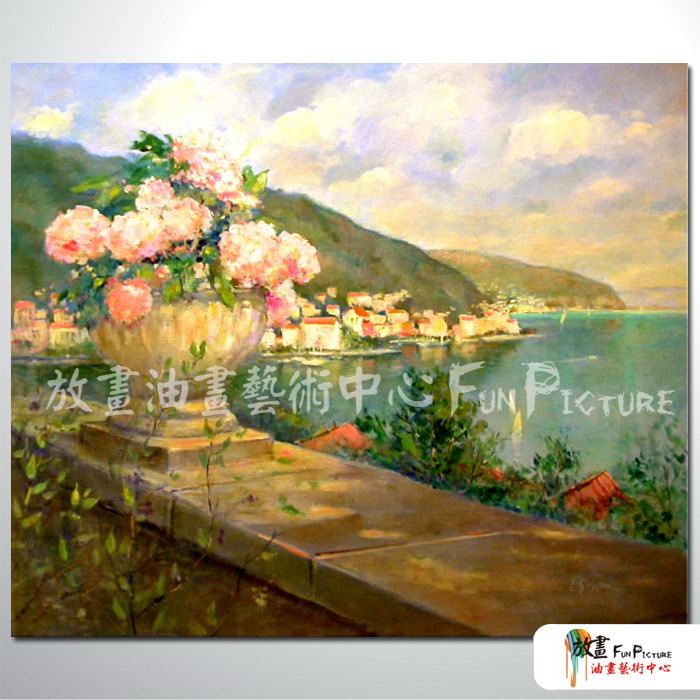 地中海風景A98 純手繪 油畫 橫幅 鵝黃 暖色系 裝飾 畫飾 無框畫 民宿 餐廳 裝潢 室內設計