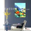 地中海風景A102 純手繪 油畫 直幅 藍綠 冷色系 裝飾 畫飾 無框畫 民宿 餐廳 裝潢 室內設計