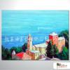 地中海風景A105 純手繪 油畫 橫幅 藍色 冷色系 裝飾 畫飾 無框畫 民宿 餐廳 裝潢 室內設計