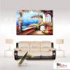 地中海風景A106 純手繪 油畫 橫幅 多彩 暖色系 裝飾 畫飾 無框畫 民宿 餐廳 裝潢 室內設計