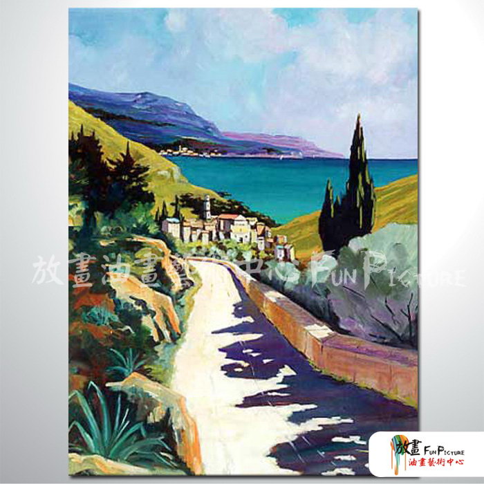地中海風景A110 純手繪 油畫 直幅 多彩 冷色系 裝飾 畫飾 無框畫 民宿 餐廳 裝潢 室內設計