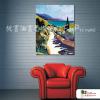 地中海風景A110 純手繪 油畫 直幅 多彩 冷色系 裝飾 畫飾 無框畫 民宿 餐廳 裝潢 室內設計