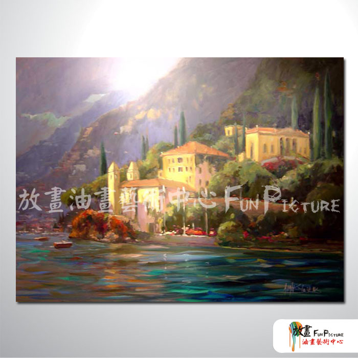 地中海風景A116 純手繪 油畫 橫幅 鵝黃 暖色系 裝飾 畫飾 無框畫 民宿 餐廳 裝潢 室內設計