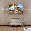 地中海風景A117 純手繪 油畫 橫幅 多彩 冷色系 裝飾 畫飾 無框畫 民宿 餐廳 裝潢 室內設計