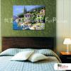 地中海風景A118 純手繪 油畫 橫幅 多彩 冷色系 精選 畫飾 無框畫 民宿 餐廳 裝潢 室內設計
