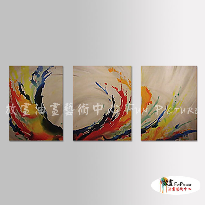 3拼抽象A068 純手繪 油畫 直幅*3 多彩 暖色系 流彩 畫飾 無框畫 民宿 餐廳 裝潢 實拍影片