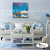 純抽象A080 純手繪 油畫 方形 藍底 冷色系 裝飾 畫飾 無框畫 民宿 餐廳 裝潢 室內設計